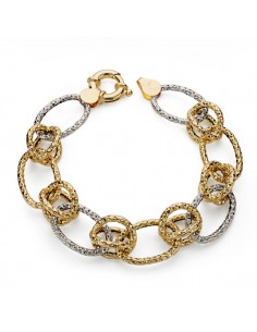 18K PULSERA BICOLOR HUECA 19 CM