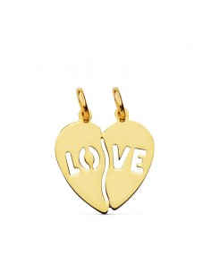 18K COLGANTE ORO AMARILLO CORAZON LOVE. 15X15 MM C. AMOR