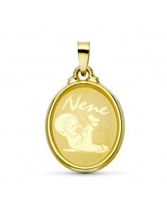 18K COLGANTE ORO AMARILLO LASER OVAL NENE 22X15 MM