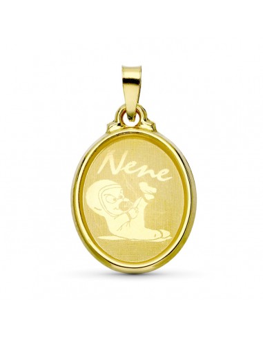 18K COLGANTE ORO AMARILLO LASER OVAL NENE 22X15 MM