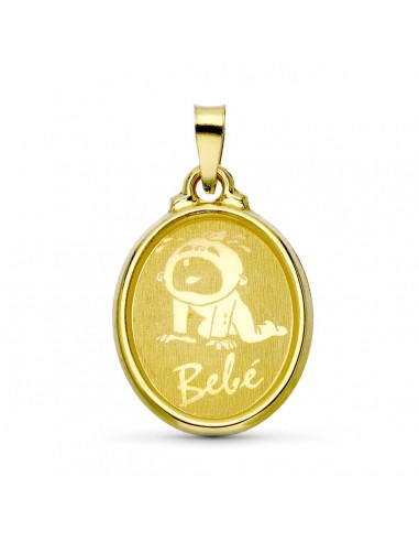 18K COLGANTE ORO AMARILLO LASER OVAL BEBE 22X15 MM