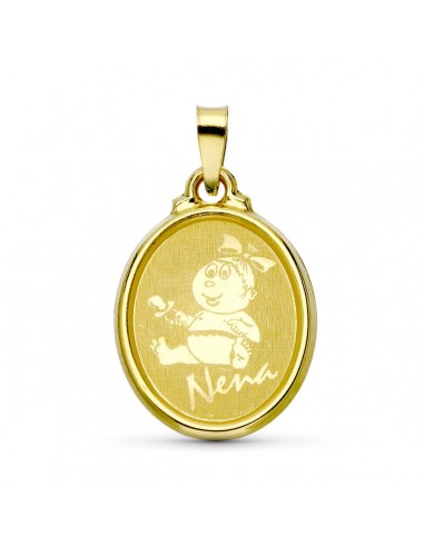 18K COLGANTE ORO AMARILLO LASER OVAL NENA 22X15 MM