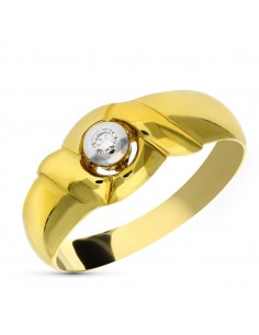 18K SORTIJA ORO BICOLOR DIAMANTE NATURAL  TALLA BRILLANTE. 0 05  QTS.
