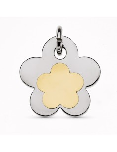 18K COLGANTE ACERO Y ORO FLOR