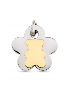 18k COLGANTE ACERO Y ORO FLOR Y OSO