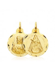 18K ESCAPULARIO CORAZON DE JESUS VIRGEN DE LA CANDELARIA 18 MM