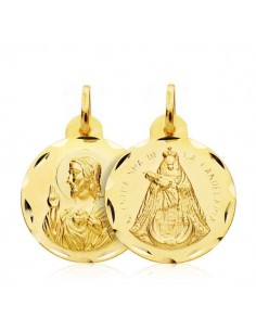 18K ESCAPULARIO CORAZON DE JESUS VIRGEN DE LA CANDELARIA 20 MM