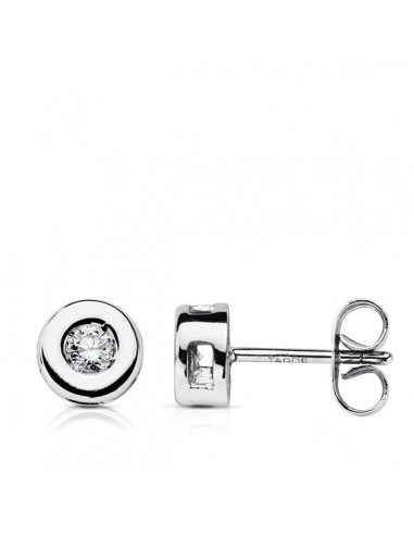 18K PENDIENTES ORO BLANCO DIAMANTES TALLA BRILLANTE 0,16 QTES. 6MM.H-SI