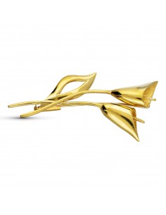 18K BROCHE ORO AMARILLO FLOR SEÑORA FLOR 53X21 MM