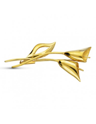 18K BROCHE ORO AMARILLO FLOR SEÑORA FLOR 53X21 MM