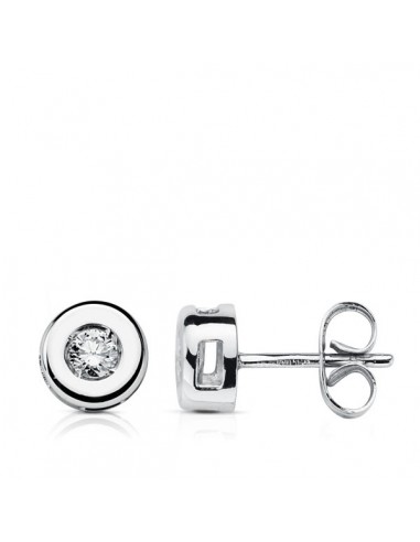 18K PENDIENTES ORO BLANCO DIAMANTES 6,5 MM. 0,220 QTES.H-SI