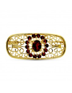 18K BROCHE ORO AMARILLO OVAL 14 CIRCONITAS