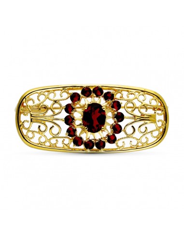 18K BROCHE ORO AMARILLO OVAL 14 CIRCONITAS