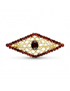 18K BROCHE ORO AMARILLO ROMBO GRANATE 50X21 MM