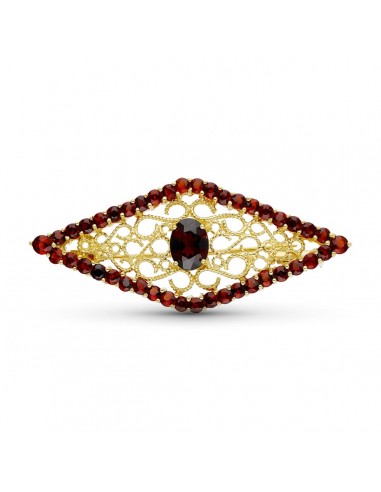 18K BROCHE ORO AMARILLO ROMBO GRANATE 50X21 MM