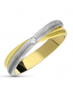 18K SORTIJA ORO BICOLOR DIAMANTE NATURAL  BICOLOR 0.03  QTS.