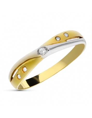 18K SORTIJA ORO BICOLOR DIAMANTES TALLA BRILLANTE 0.05  QTS. SI-H