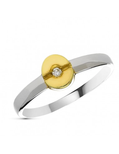 18K SORTIJA ORO BICOLOR DIAMANTE NATURAL TALLA BRILLANTE 0 02 QTS. ANCHO: 6 MM