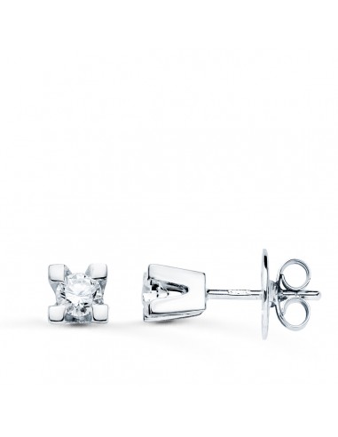 18K PENDIENTES ORO BLANCO DIAMANTES 0.200 QTES. SI-H. 4 X 4 MM. PRESION