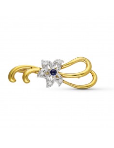 18K BROCHE ORO BICOLOR 2 RAMAS. 48X18 MM
