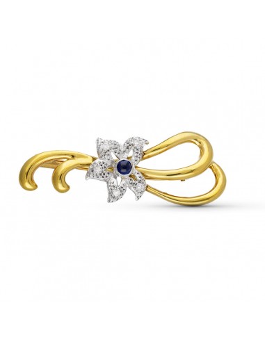 18K BROCHE ORO BICOLOR 2 RAMAS. 48X18 MM