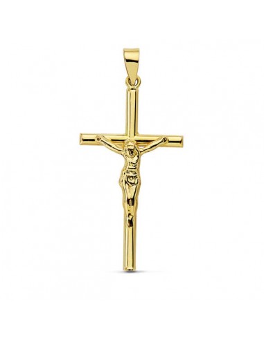 18K CRUZ ORO AMARILLO CON CRISTO HUECA 32X16 MM