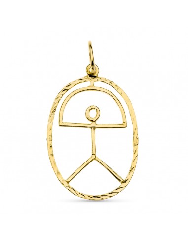 18K COLGANTE AMULETO ORO AMARILLO INDALO OVAL. 26X17 MM