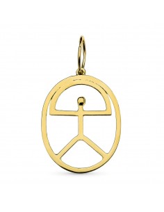 18K COLGANTE AMULETO ORO AMARILLO INDALO OVAL. 28X21 MM