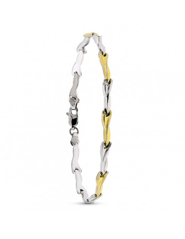 18K PULSERA ESTAMPADA ORO YPLATA