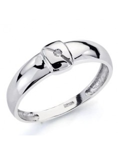 18K SORTIJA ORO BLANCO DIAMANTE NATURAL TALLA BRILLANTE 0 01 QTS. ANCHO: 5 5 MM