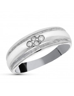 18K SORTIJA ORO BLANCO DIAMANTES NATURALES  TALLA BRILLANTE 0 05 QTS. ANCHO: 6 MM