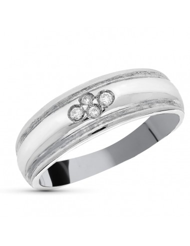 18K SORTIJA ORO BLANCO DIAMANTES NATURALES  TALLA BRILLANTE 0 05 QTS. ANCHO: 6 MM