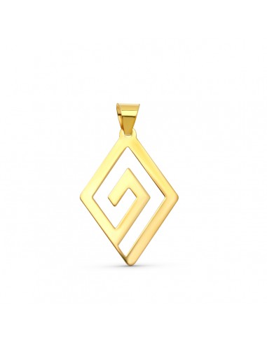18K COLGANTE ORO AMARILLO ROMBO CORDON CAUCHO 44 CM
