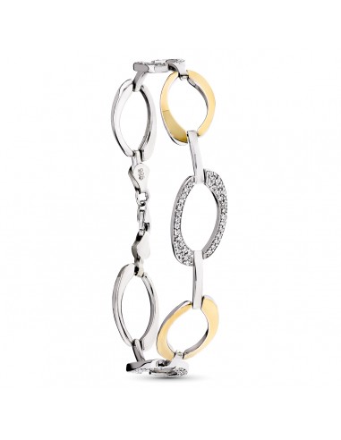 18K PULSERA ORO-PLATA CIRCONITAS ESLABONES