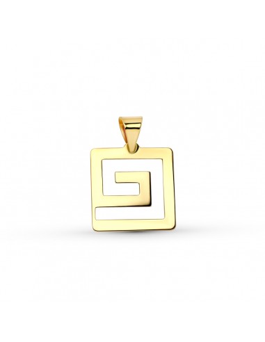 18K COLGANTE ORO AMARILLO CUADRADO CORDON CAUCHO 45CM