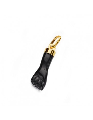 18K COLGANTE ORO AMARILLO HIGA PUÑO MANO MEDIANA NEGRA 19X6 MM