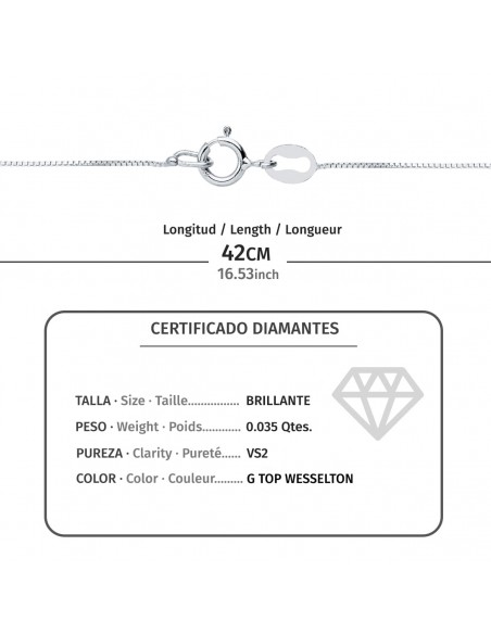 18K GARGANTILLA ORO BLANCO CHATÓN DIAMANTE 0,035 QTES H-I CADENA 42 CM