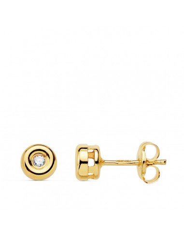 18K PENDIENTES ORO AMARILLO DIAMANTES TALLA BRILLANTE 4.5MM. 0.05 QTES.