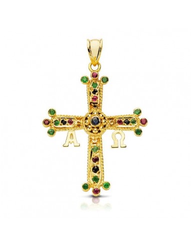 18K CRUZ DE COVADONGA O VICTORIA AMARILLO MEDIANA 33X27 MM