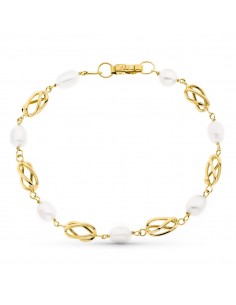 18K PULSERA ORO AMARILLO CON PERLAS Y JAULAS