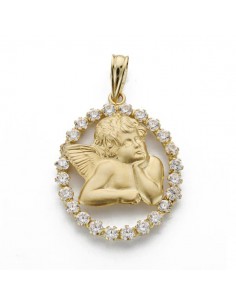 18K MEDALLA SILUETA ORO AMARILLO ANGEL OVAL. 24X18 MM