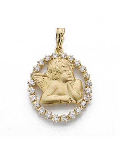 18K MEDALLA SILUETA ORO AMARILLO ANGEL OVAL. 24X18 MM