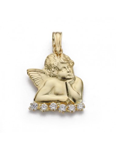 18K MEDALLA SILUETA ORO AMARILLO ANGEL CIRCONITA 19X14 MM