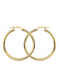 18K AROS ORO AMARILLO REDONDOS HUECOS 28 X 2 MM