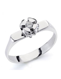 18K SOLITARIO ORO BLANCO CON DIAMANTE NATURAL TALLA BRILLANTE 0.10 QTES SI-H