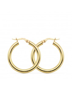 18K AROS ORO AMARILLO REDONDOS HUECOS 26 X 3 MM