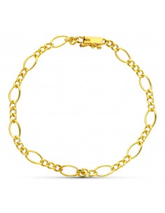 18K PULSERA ORO AMARILLO MACIZA ESLABON ALTERNANDO CARTIER 19,5 CM. 5 MM.