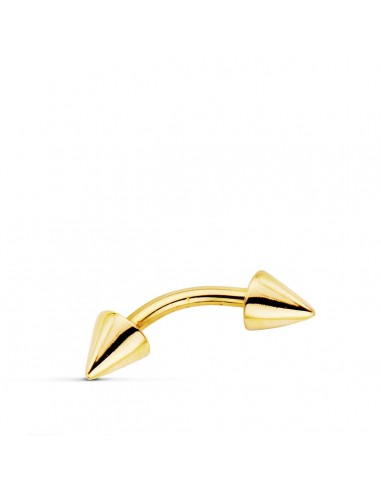 18K PIERCING CEJA ORO AMARILLO DOS PINCHOS. 13X3 MM