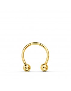 18K PIERCING ORO AMARILLO PEZON CURVO CON BOLAS 3MM 11 X 10MM
