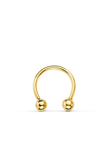 18K PIERCING ORO AMARILLO PEZON CURVO CON BOLAS 3MM 11 X 10MM